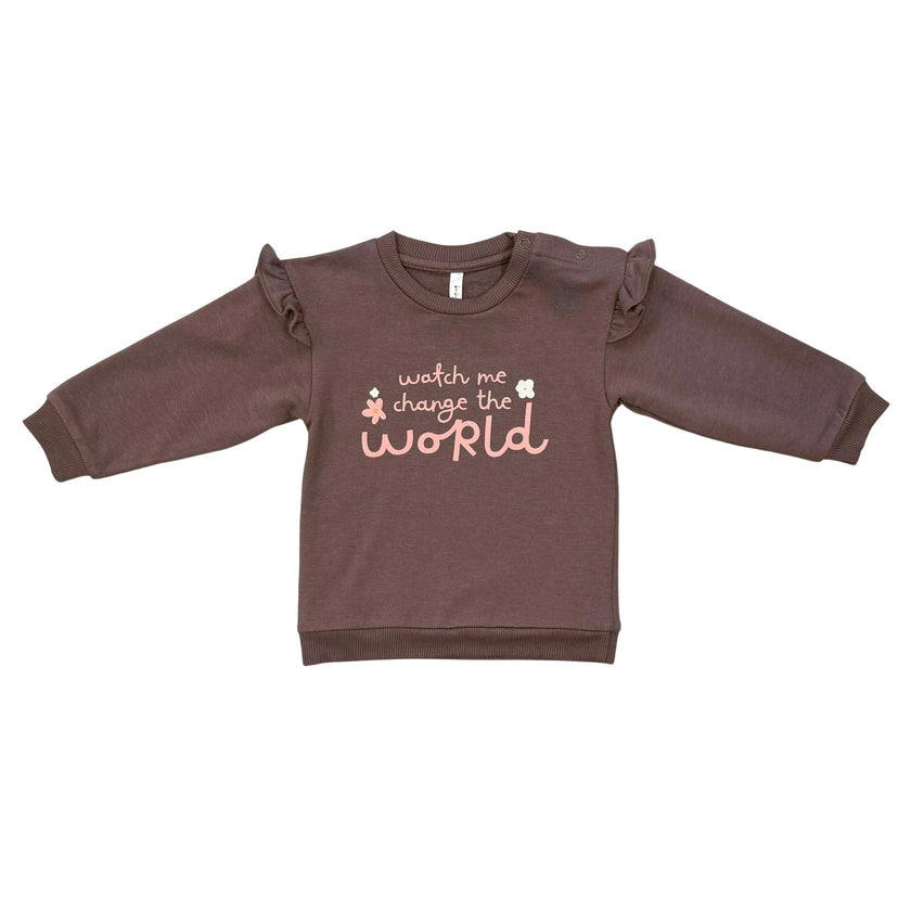 Girls Ruffle Sweatshirt in Watch Me Change The World