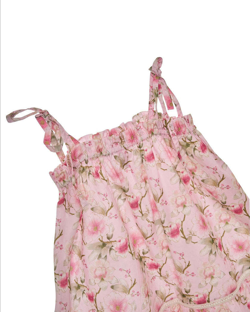 Girls Cotton Sundress – Adjustable Tie Straps (Petal)