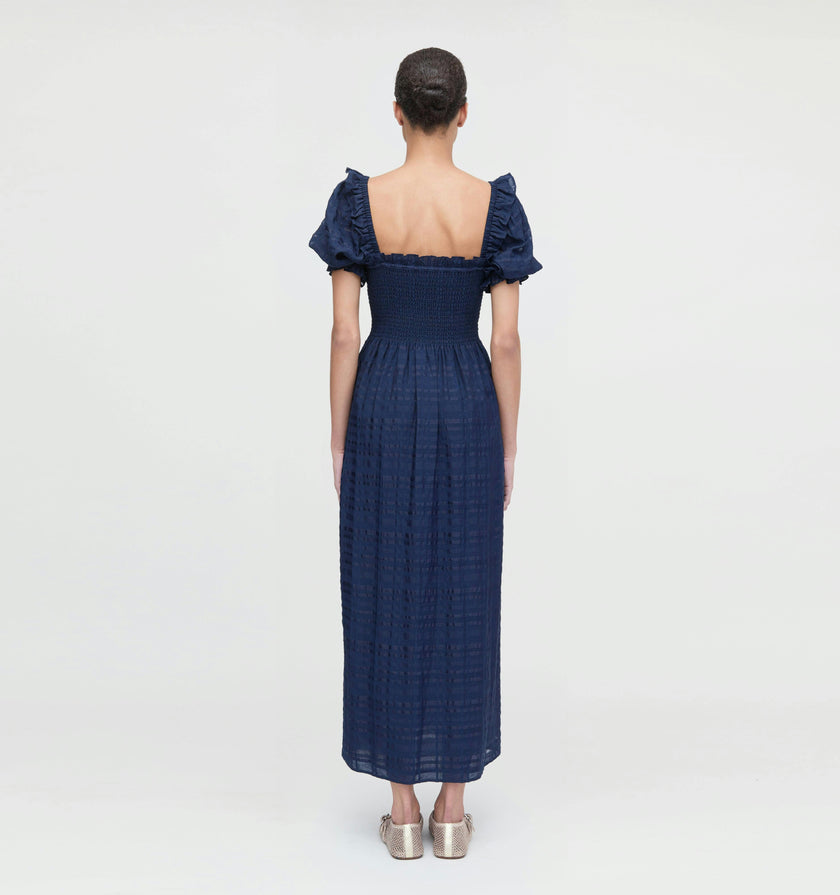 The Scarlett Nap Dress - Navy Sheer Plaid