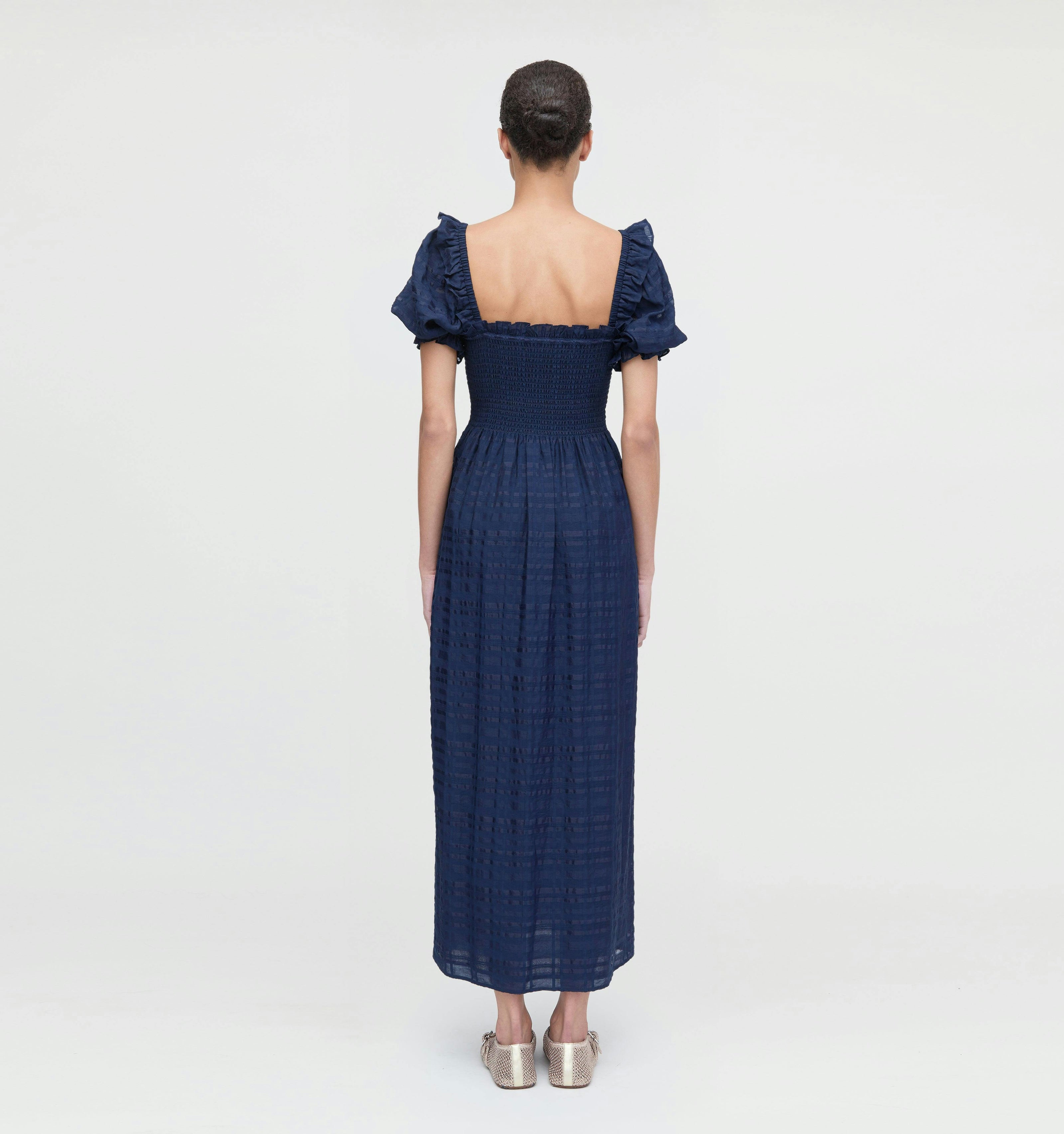 The Scarlett Nap Dress - Navy Sheer Plaid