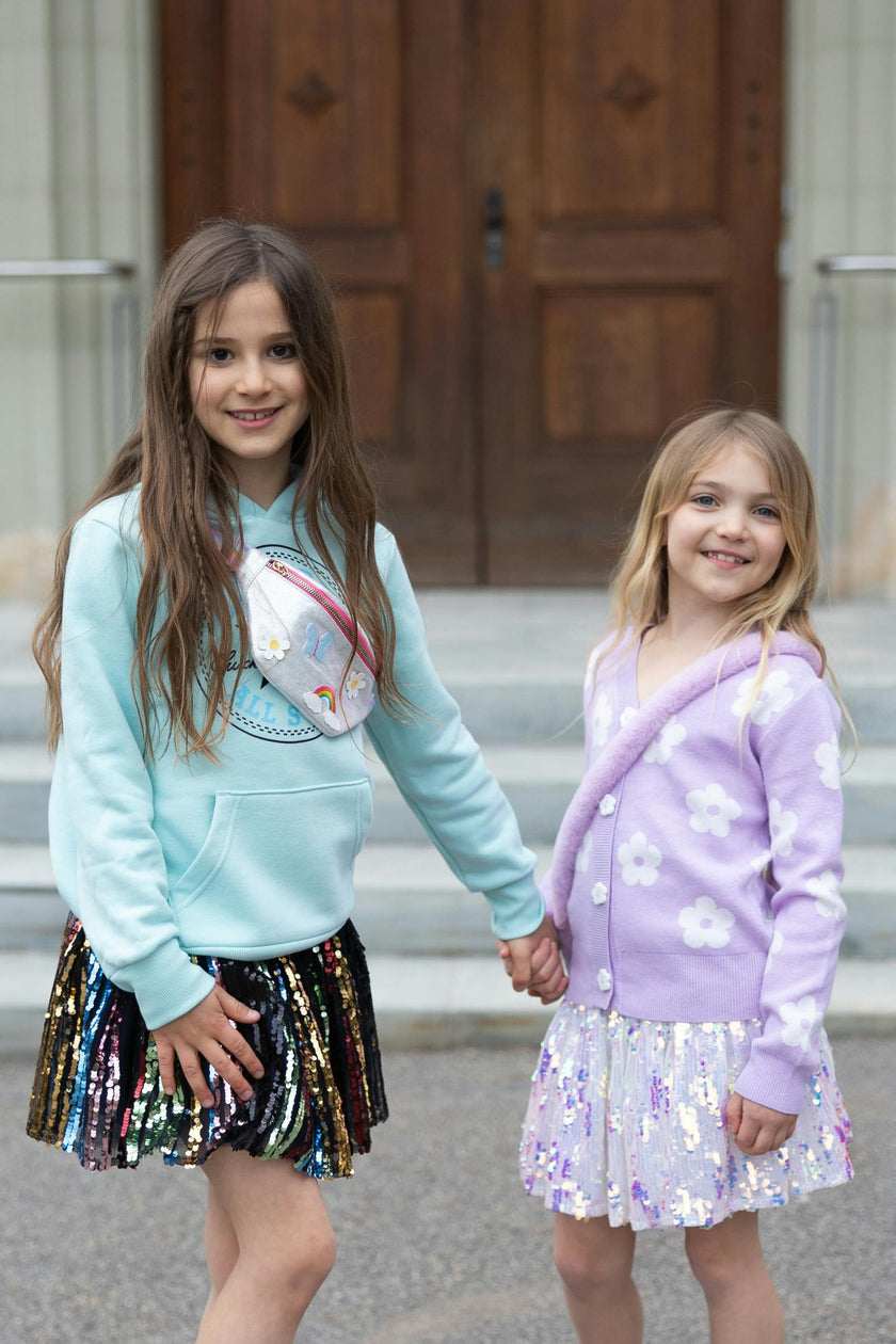 Sequins Skirt with Satin Waistband