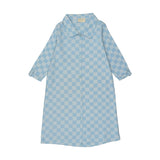 Denim Check Rolled Cuff Short Sleeve Shirt Dress