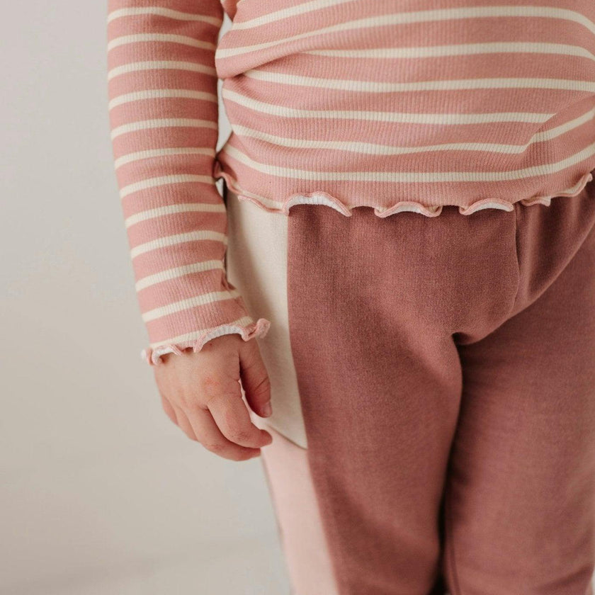 Lettuce Hem Tee Misty Rose Stripe