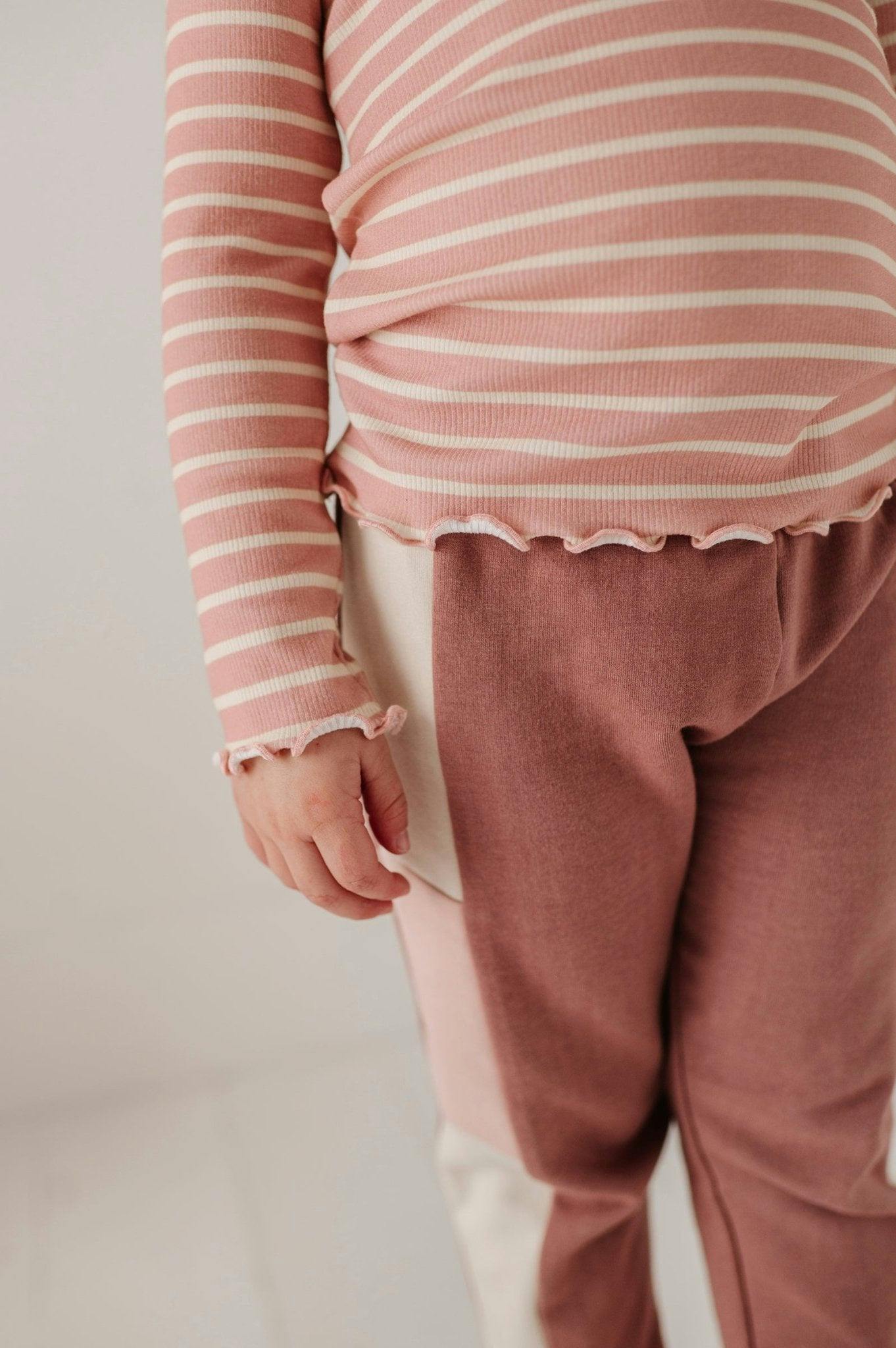 Lettuce Hem Tee Misty Rose Stripe