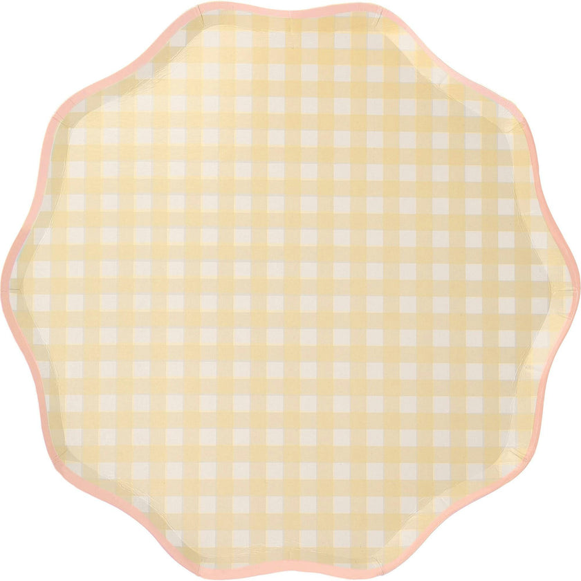 Set of 12 Gingham Dinner Plates