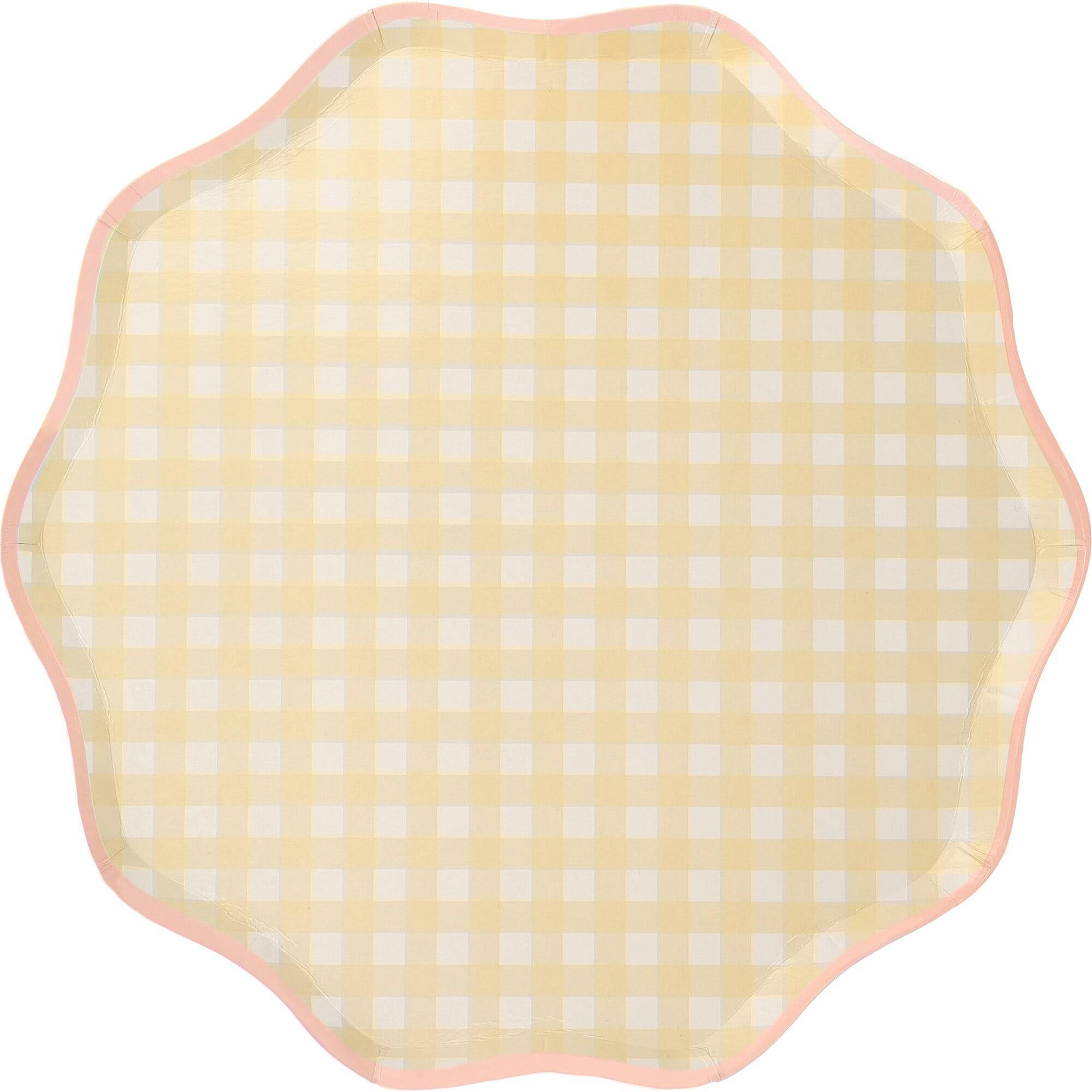 Set of 12 Gingham Dinner Plates