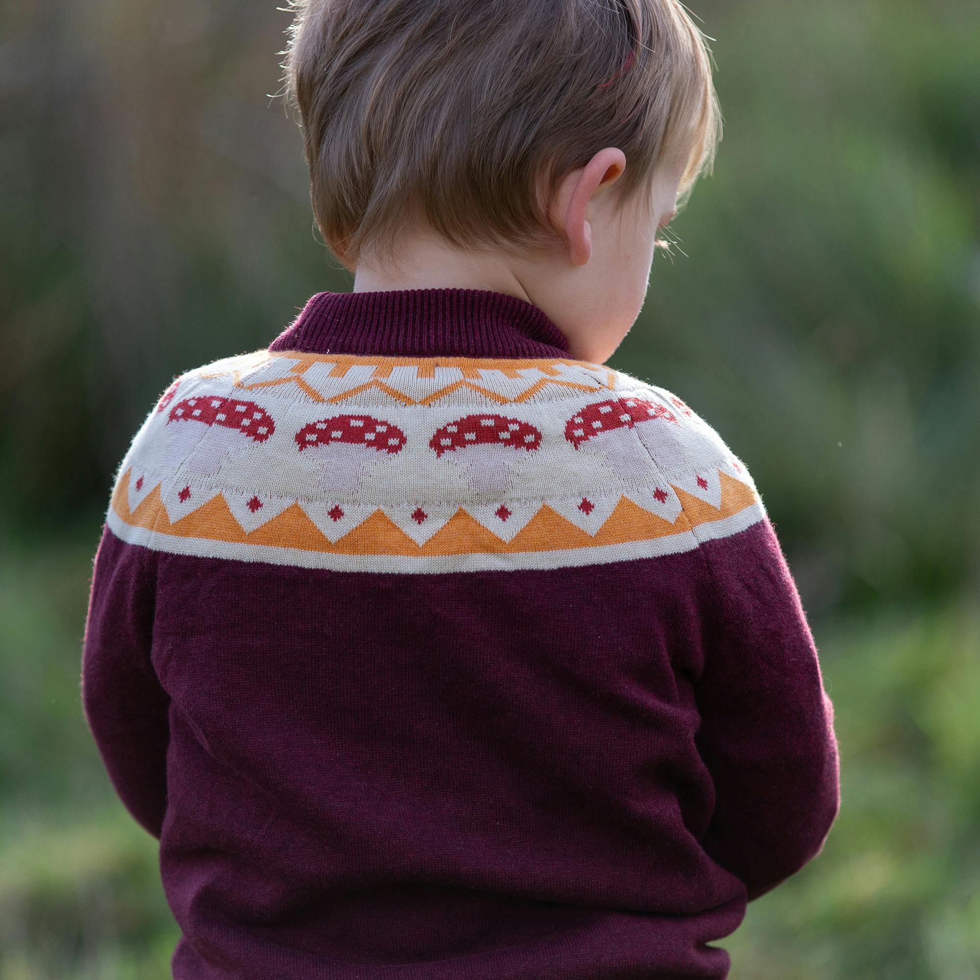 Mushroom Fairisle Knitted Jumper, Brown