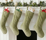 Classic Moss Green Velvet Handmade Christmas Stocking- 20"