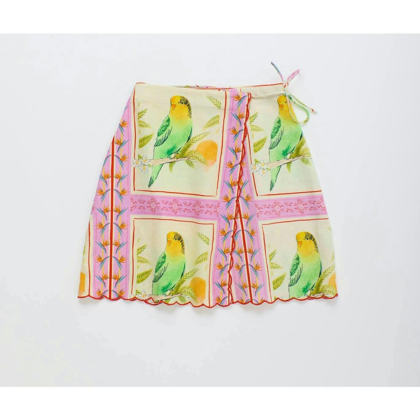 BIRDS PATCHWORK SKIRT BLUSH