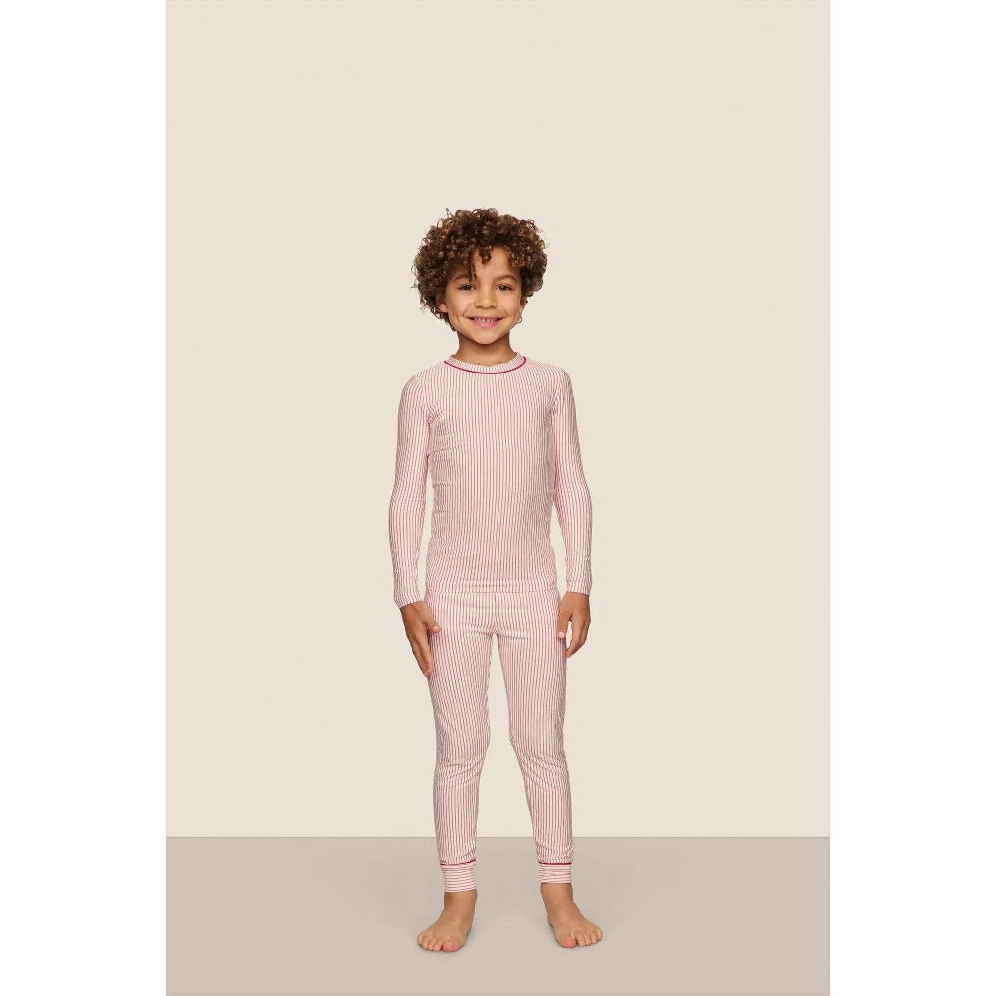 Kids Printed TENCEL Modal Unisex Long PJ Set, Red
