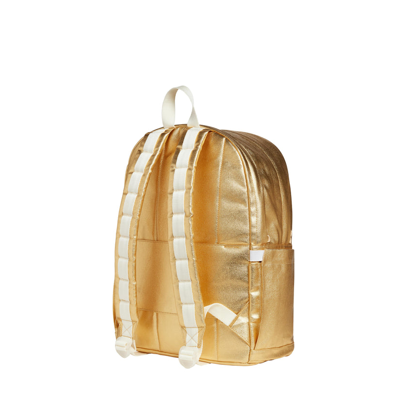 Kane Double Pocket Large Backpack, Metallic Gold