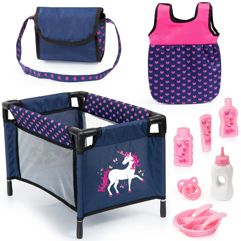Bayer Design Dolls: Travel Set - Navy-Pink-Unicorn