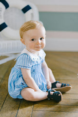 Riviera Blue Stripe Smocked Bubble Romper