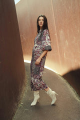 Puff Sleeve Printed Dress