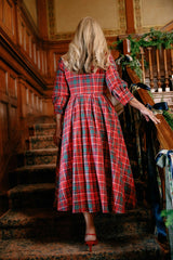 Amber 3/4 Sleeve Dress in Christmas Cheer Plaid