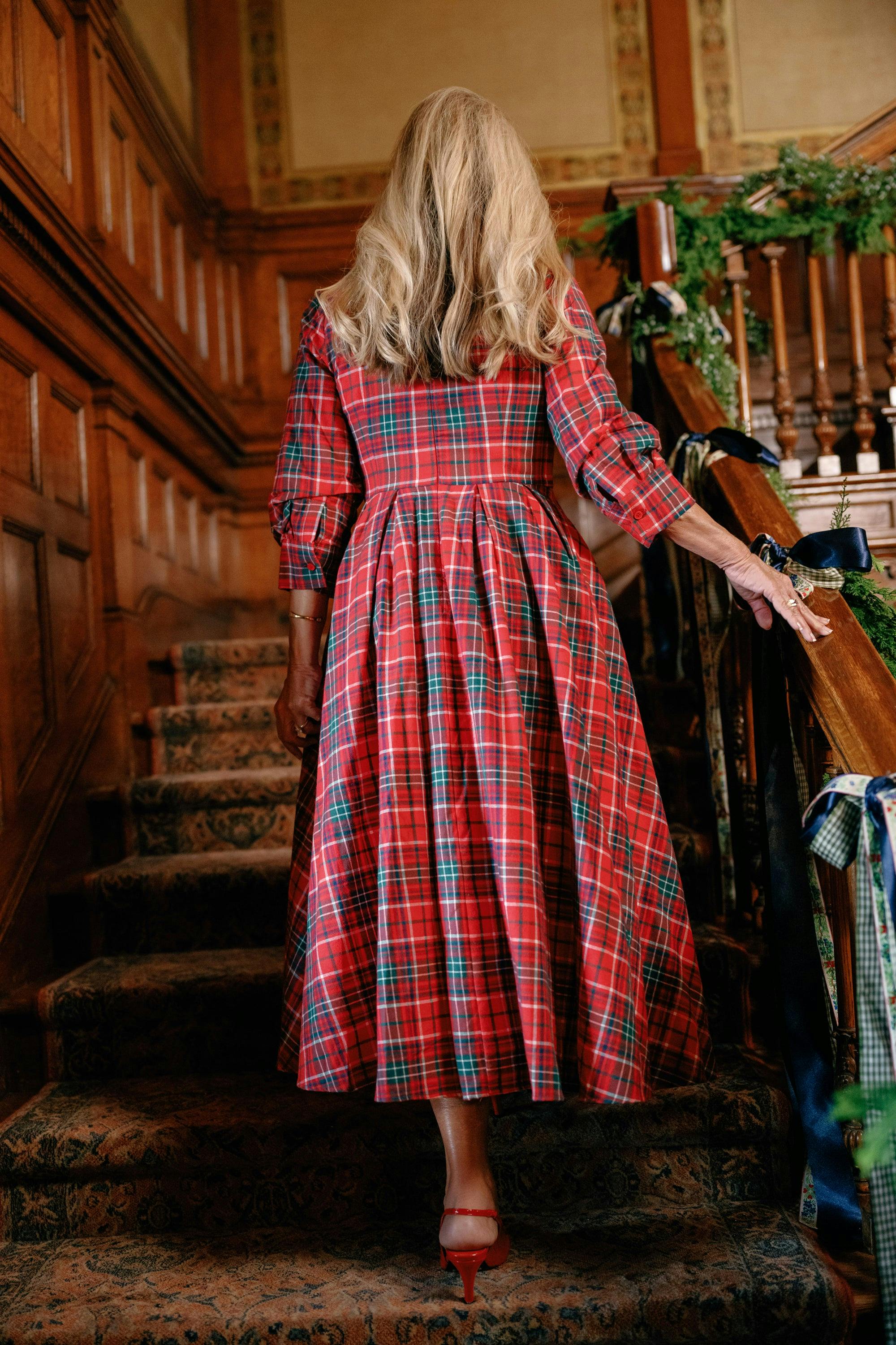 Amber 3/4 Sleeve Dress in Christmas Cheer Plaid