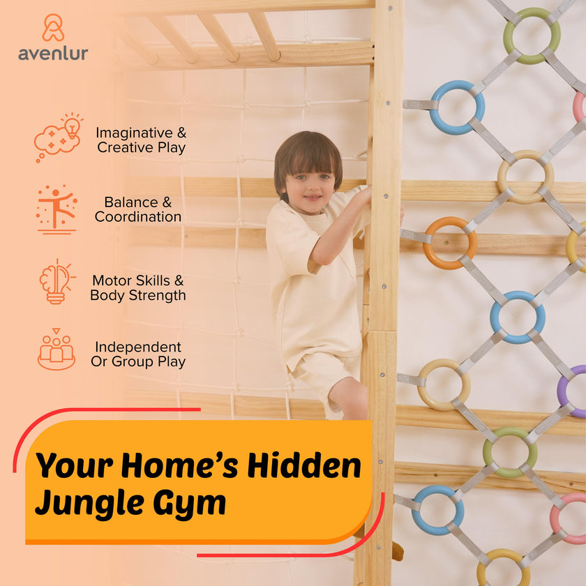 Walnut Modular | Swedish Ladder Jungle Gym - Wall Mounted