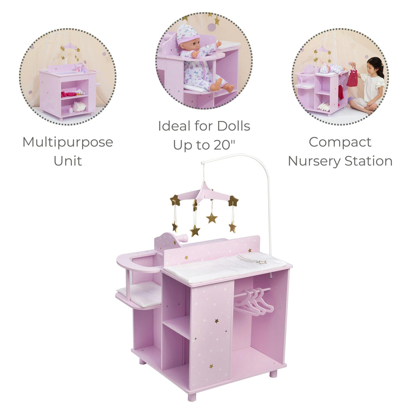 Olivia's Little World Twinkle Stars 4-in-1 Baby Doll Nursery & Changing Station