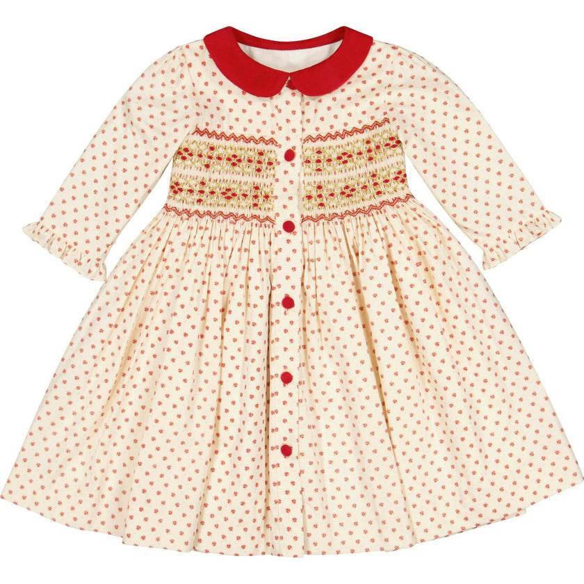 Olympe Green Long Sleeve Smocked Dress