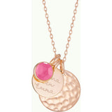 Personalized Hammered Double Disc & Birthstone Necklace