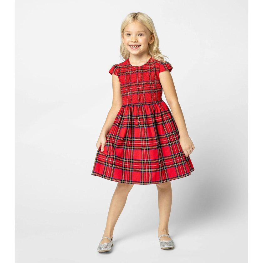 Bonnie Smocked Plaid Tartan Girls Party Dress
