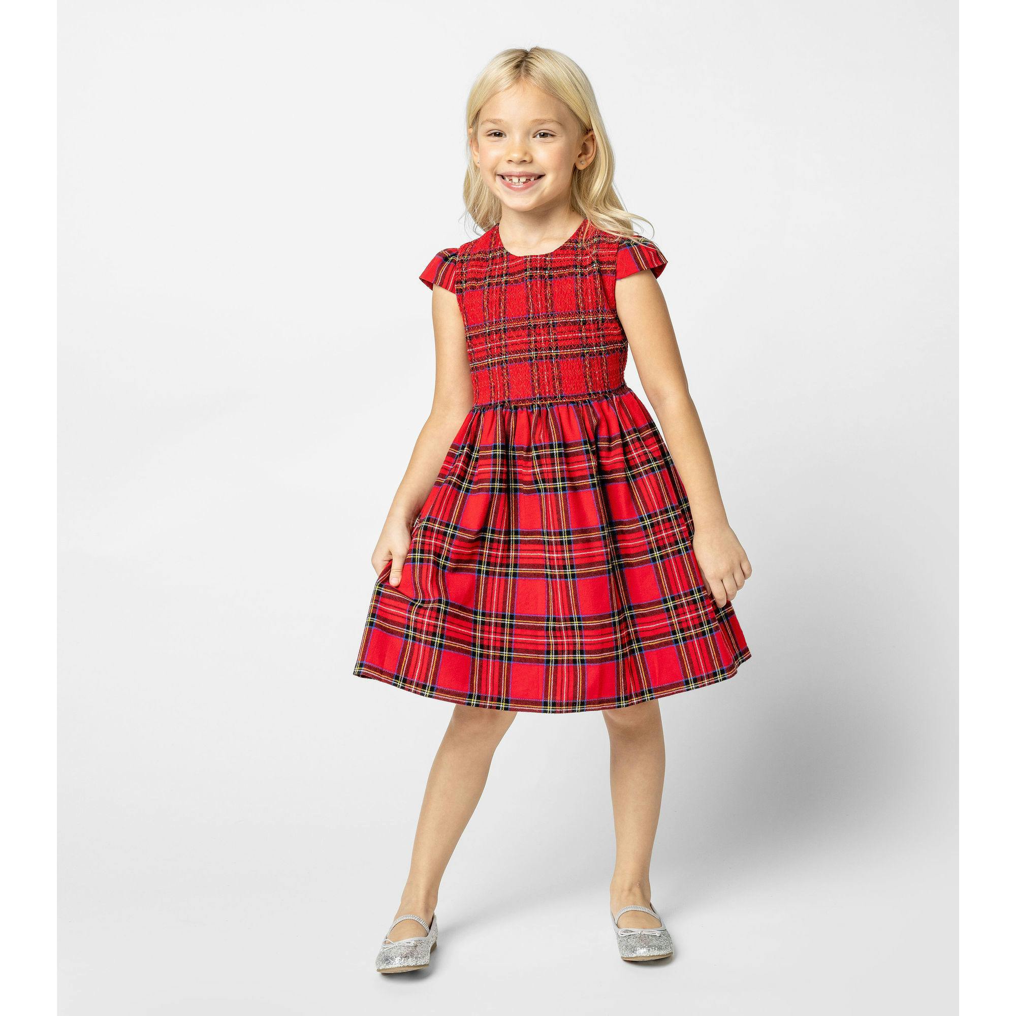 Bonnie Smocked Plaid Tartan Girls Party Dress
