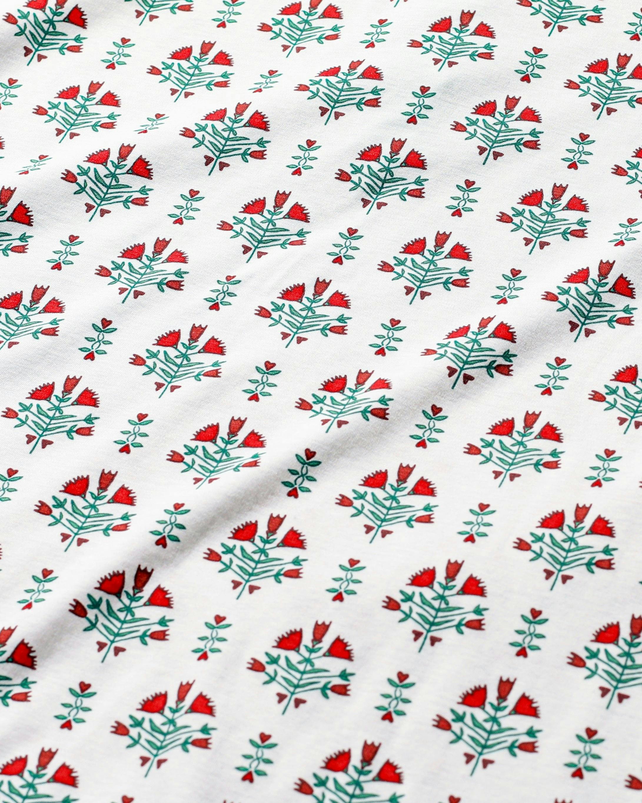 Poinsettia Block Print Zip Baby Onesie