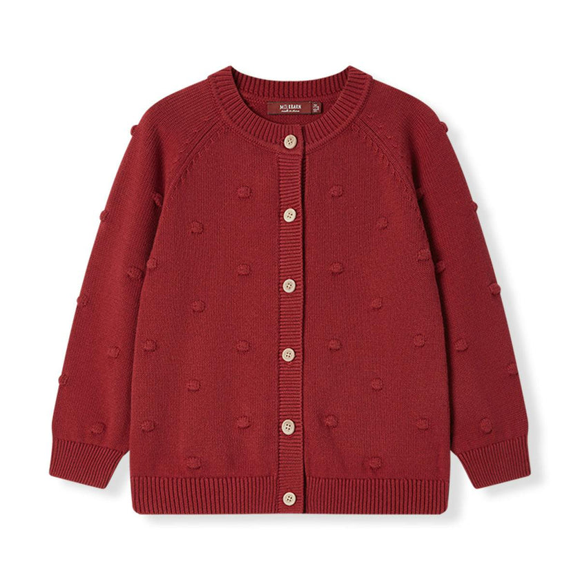 Wine Knit Popcorn Cardigan