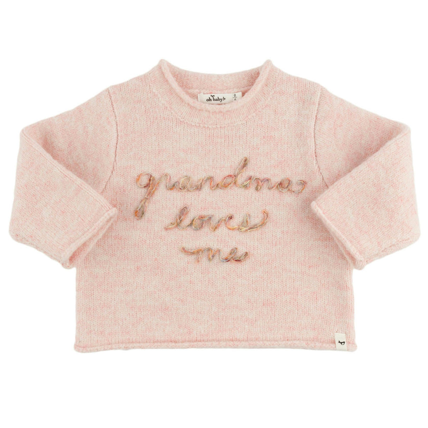 "grandma loves me" Heather Roll-Edge Pullover