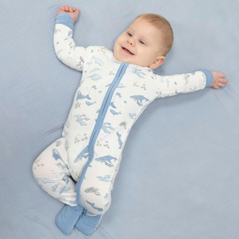 Watercolor Blue Whales - Convertible Romper