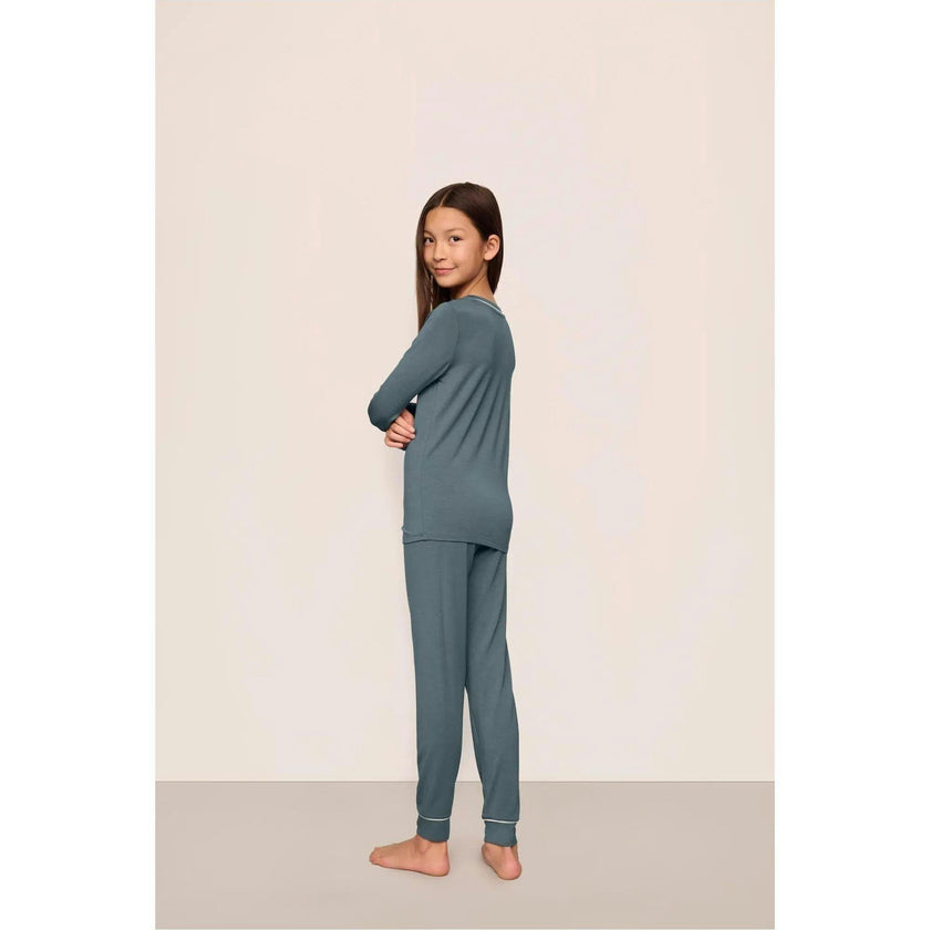 Kids TENCEL™ Modal Unisex Long PJ Set, Blue