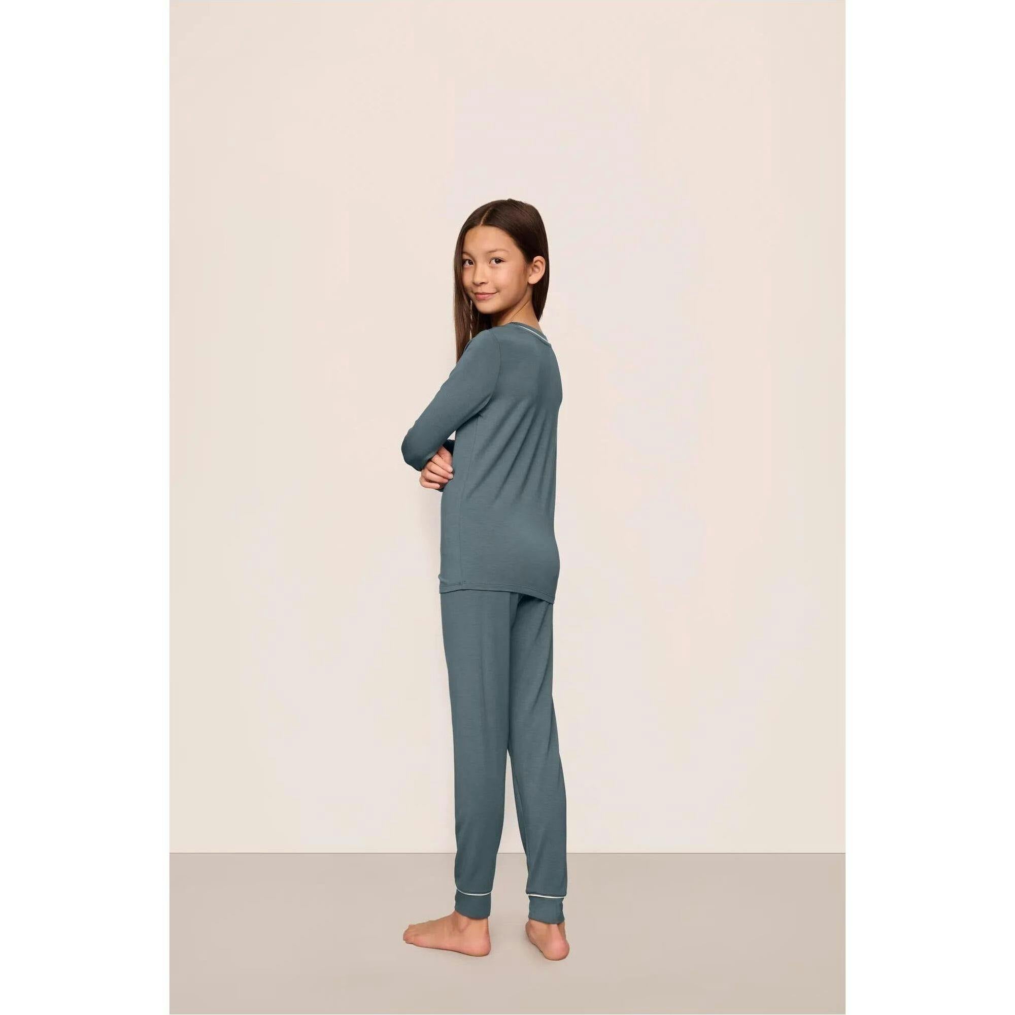 Kids TENCEL™ Modal Unisex Long PJ Set, Blue