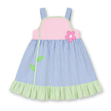 Seersucker Dress With Flower