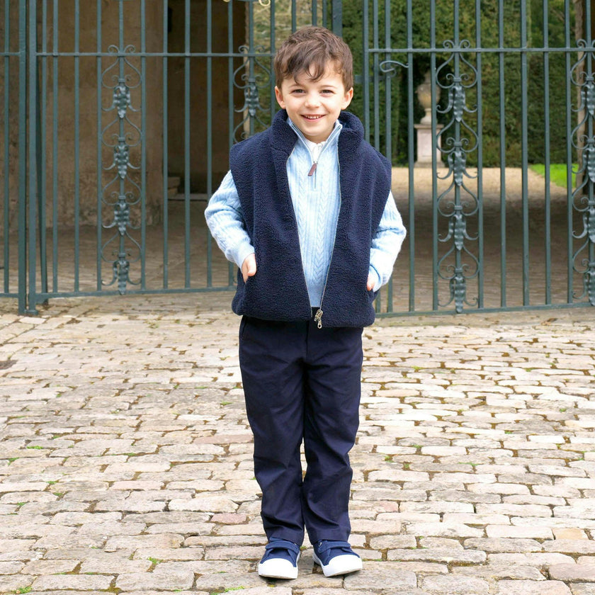 Navy Shearling Vest