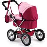 Trendy Pram Stroller for Toy Baby Dolls in Red/Pink