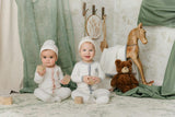 Star-Patch Velour Footie & Hat Set