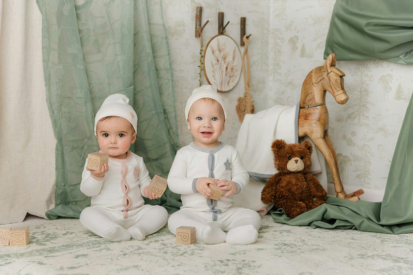 Star-Patch Velour Footie & Hat Set