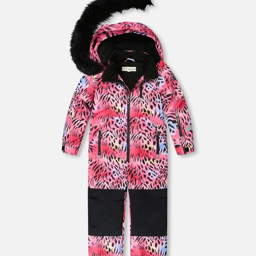 One-Piece Play Snowsuit Multicolor Leopard And Zebra