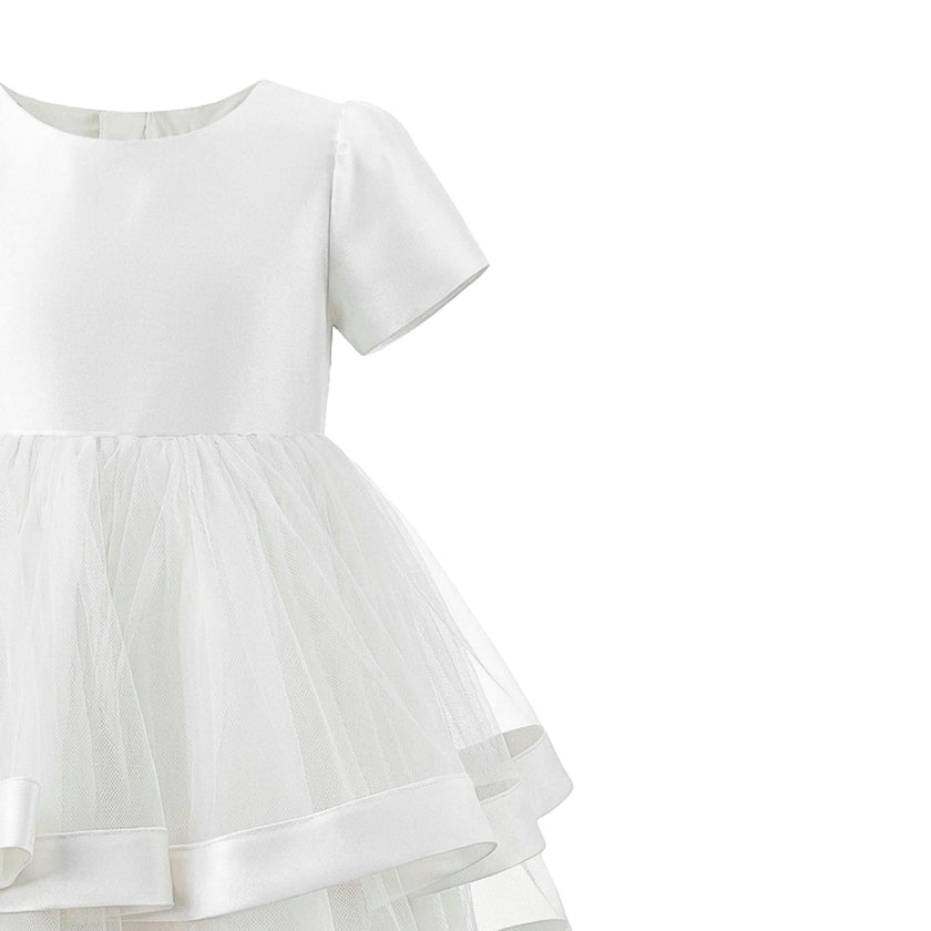 White Suttona Satin Bow Dress