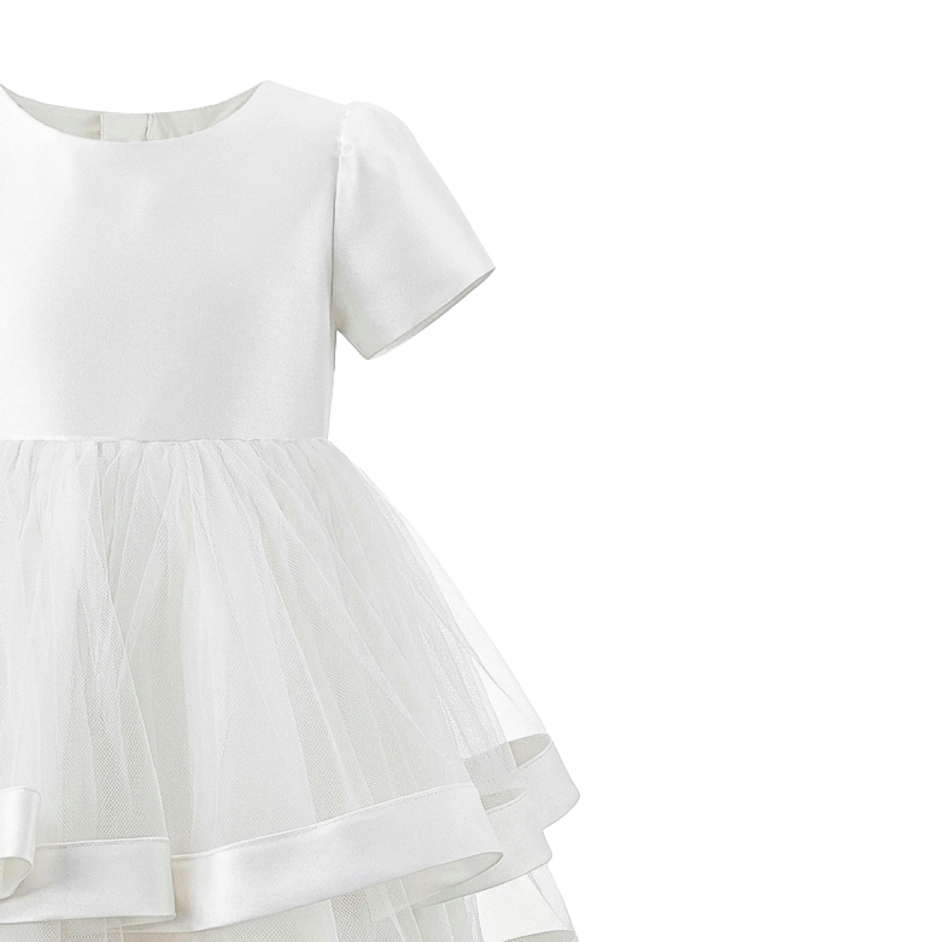 White Suttona Satin Bow Dress