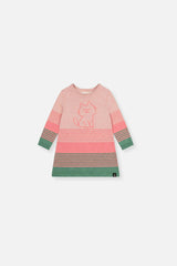 Baby Knitted Stripe Dress Very Pale Pink And Green