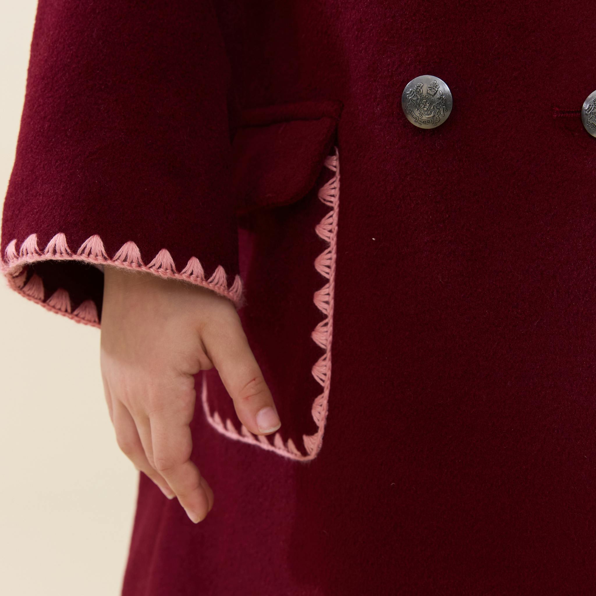 Girls Beck Peacoat - Burgundy