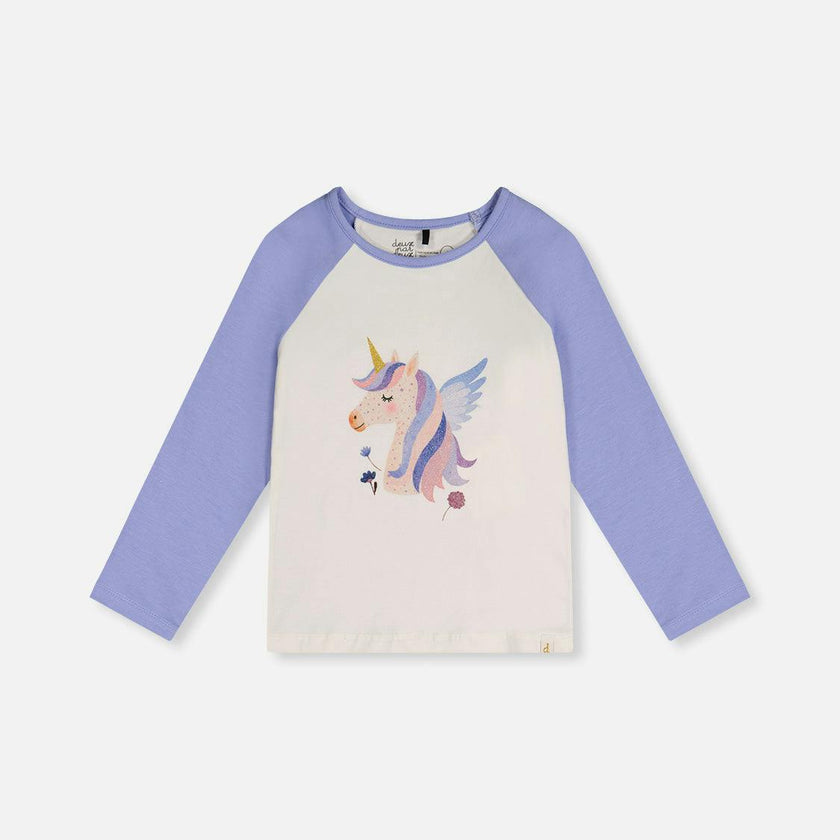 Raglan Organic Cotton T-Shirt Violet And Off-White