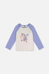 Raglan Organic Cotton T-Shirt Violet And Off-White