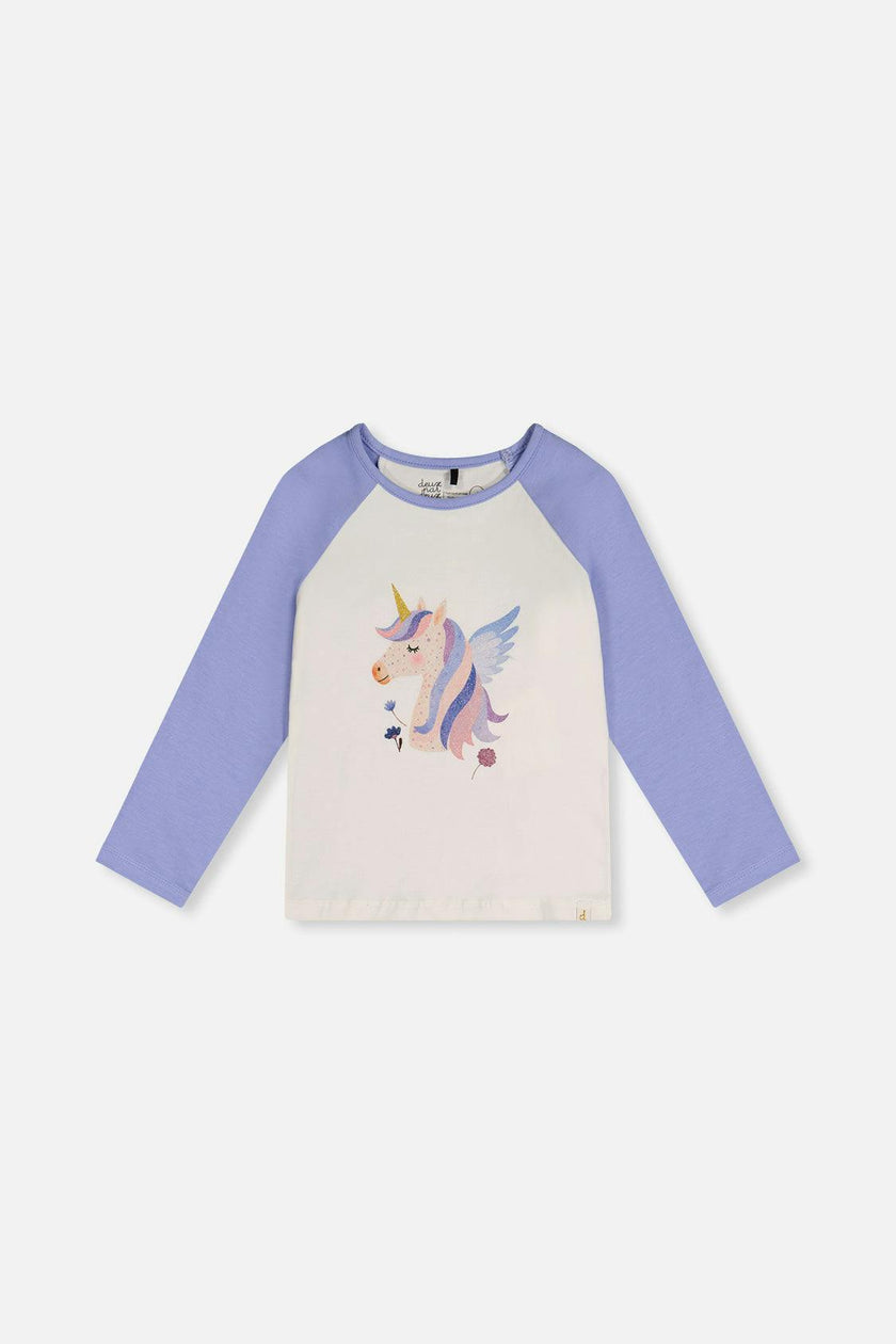 Raglan Organic Cotton T-Shirt Violet And Off-White