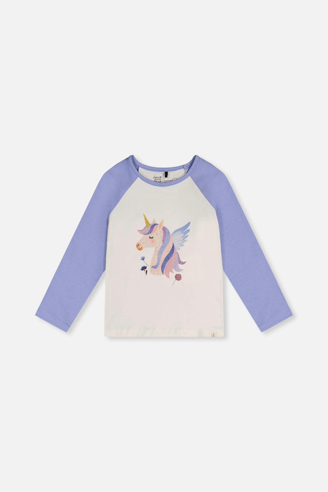 Raglan Organic Cotton T-Shirt Violet And Off-White