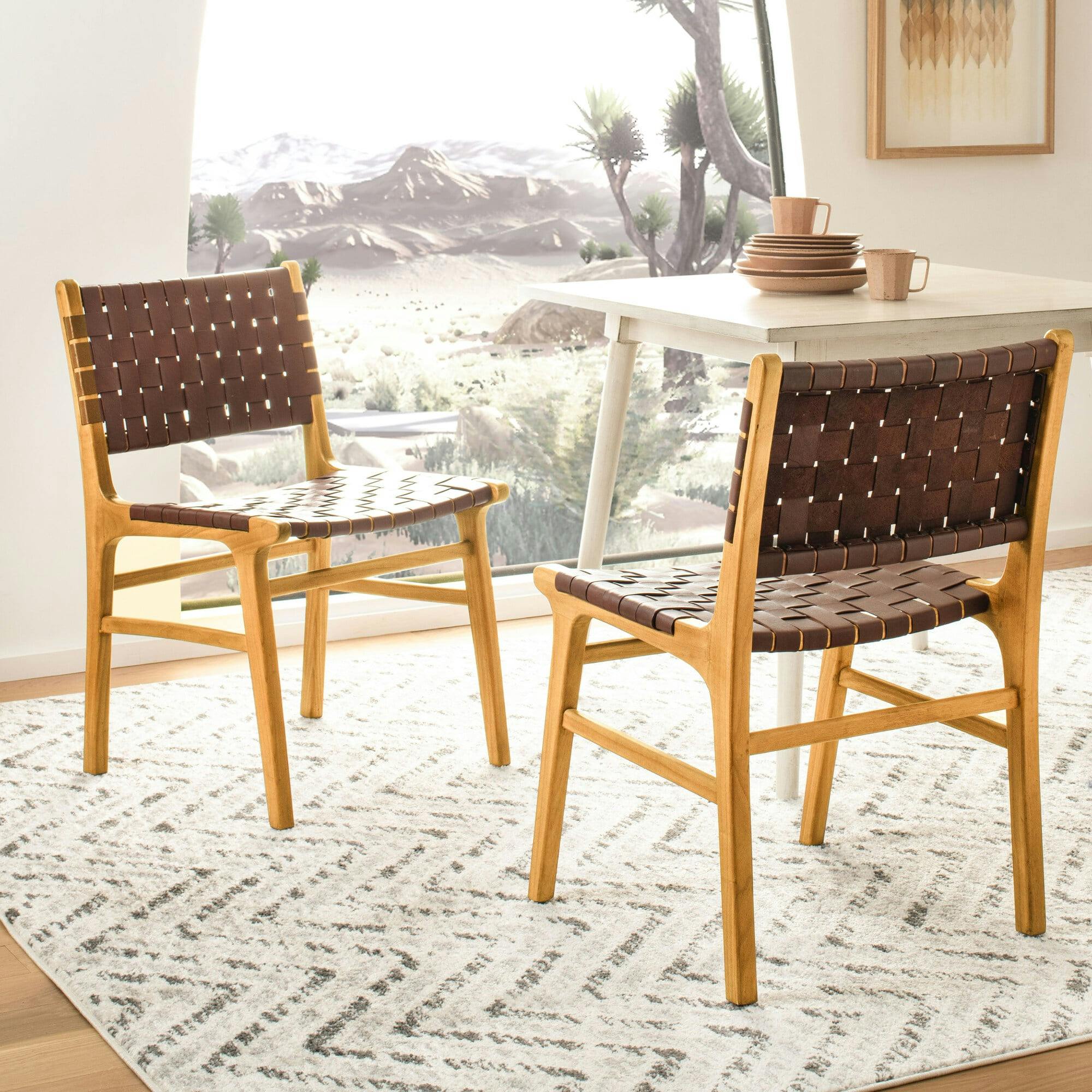 Taika Woven Leather Accent Chair