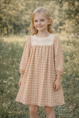 Textured Plaid Long Sleeve Dress