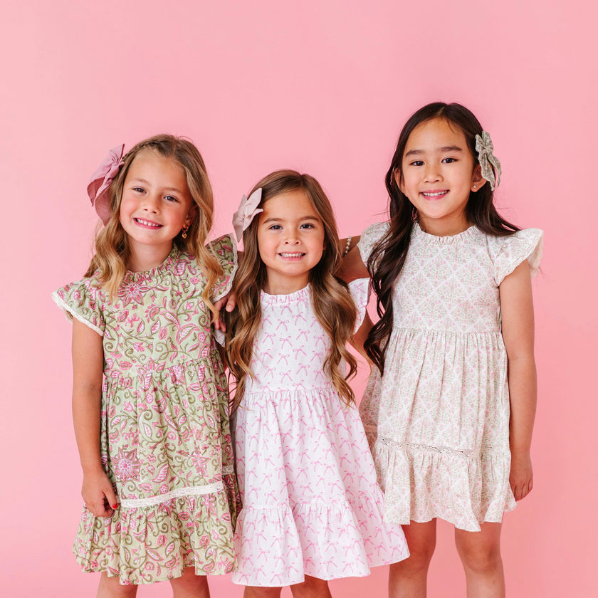 Blush Bows Ruffle Dress