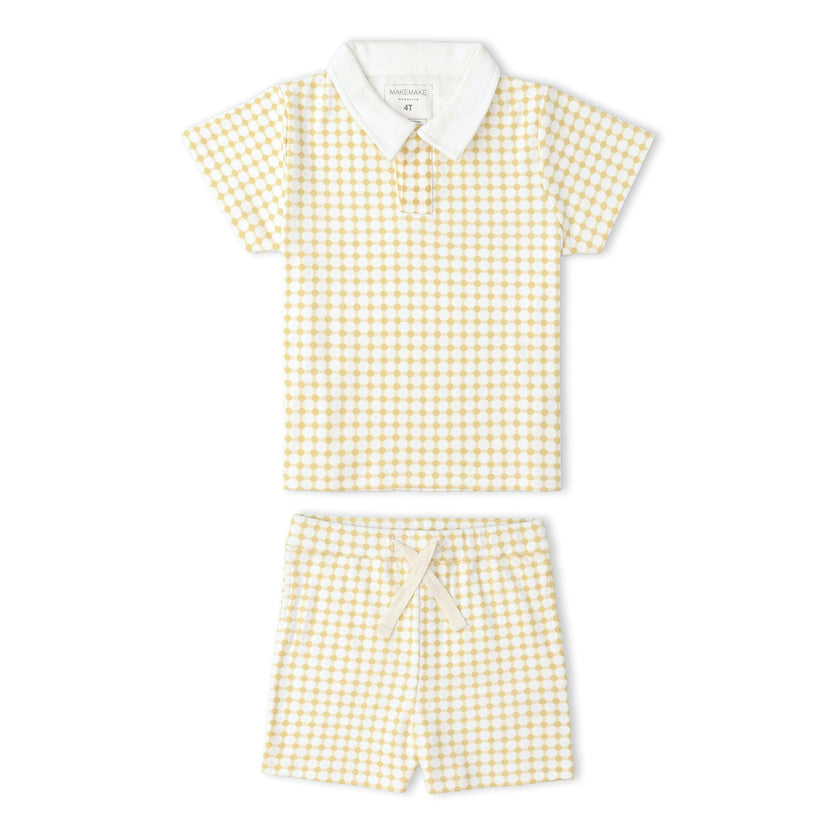 Organic Collar Tee & Shorts Set - Dotty Gingham